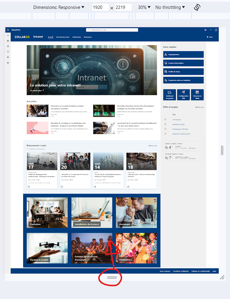 Page SharePoint affichée en entier, sans défilement
