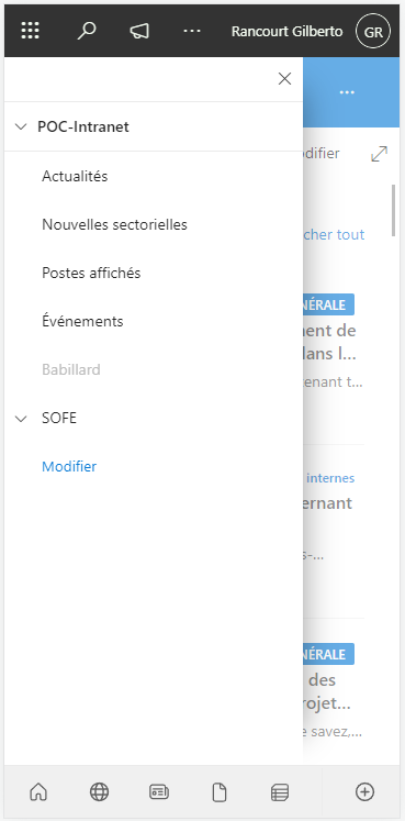 Affichage mobile de la page d’accueil avec la navigation visible