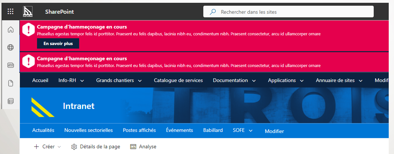 Composante « Bannière d’alertes » personnalisée