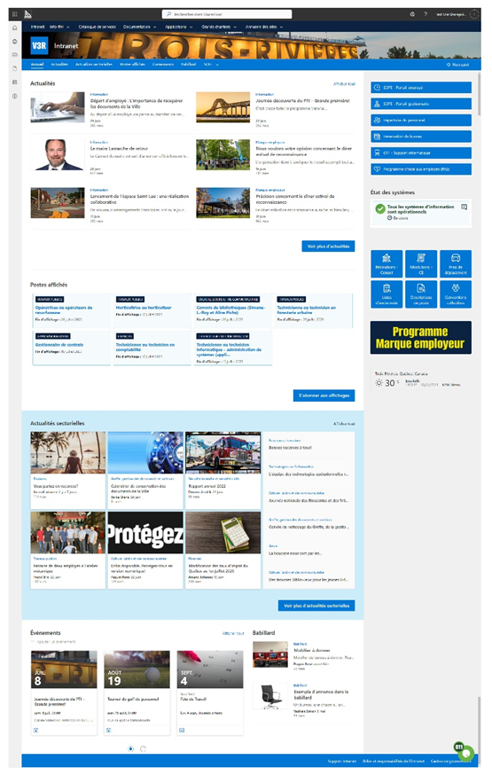 L’intranet de la Ville de Trois-Rivières en production en juillet 2023