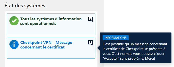 Prototype de la composante « État des systèmes » en view formatting JSON
